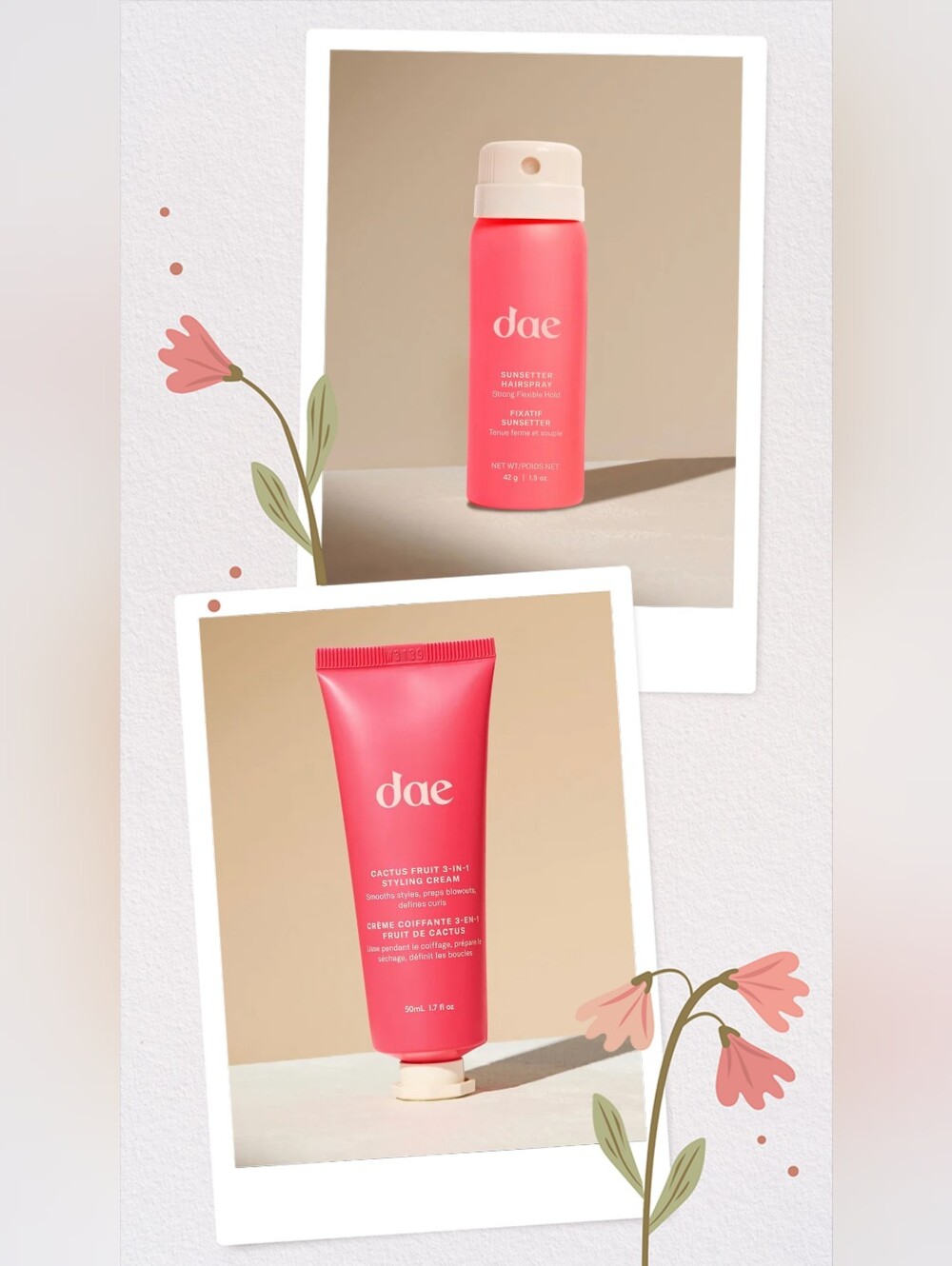 Dae - 3 Mini Cactus Fruit Styling Creams & 1 Mini Sunsetter Hairspray